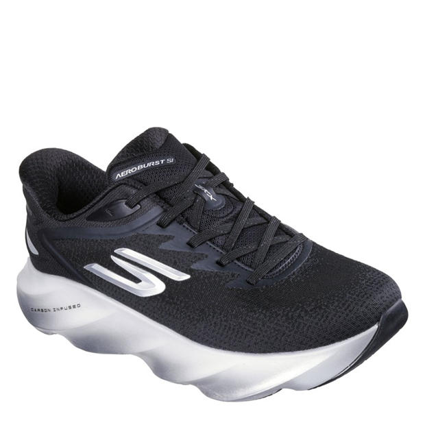 Black/White - Skechers - AERO Burst Running Shoes Mens