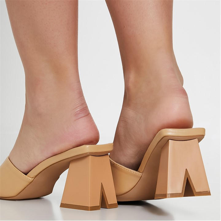 I Saw It First Women's Neutral Isawitfirst Mid Heel Slip On Feature Heel Mules in Size 4, Sports Direct