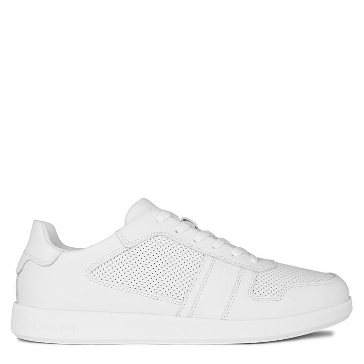 Calvin Klein Men's White Low Lace Up Leather Trainers in Size 7, Sports Direct