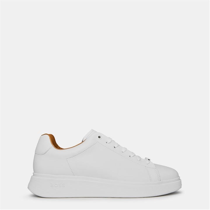 Boss Men's White Bulton Platform Leather Trainers - Contemporary Design in Size 12, Sports Direct