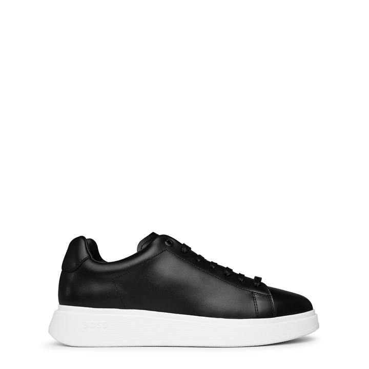 Boss Men's Black Bulton Platform Leather Trainers - Contemporary Design in Size 9, Sports Direct