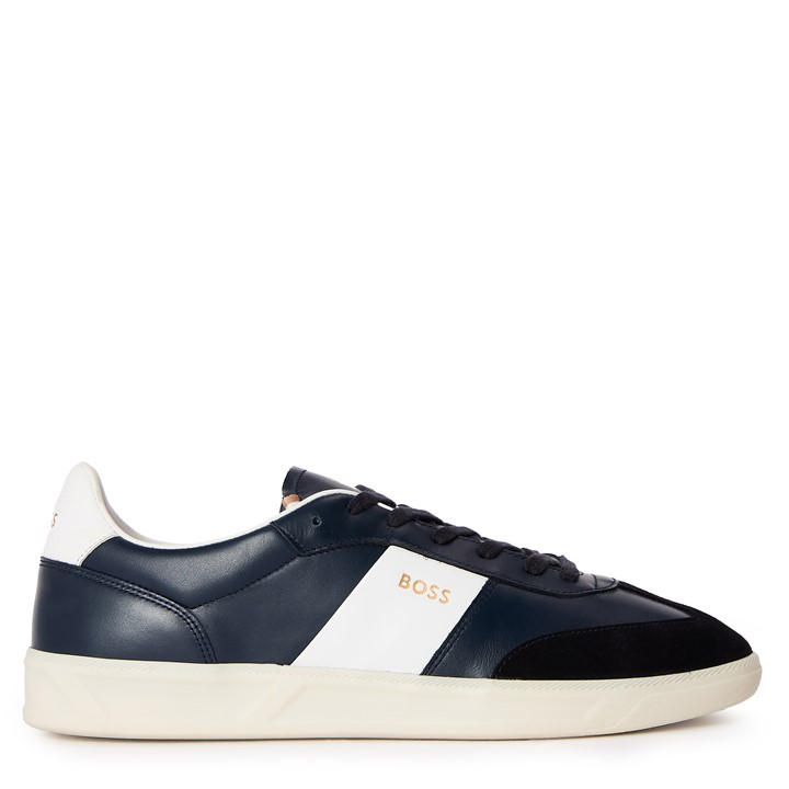 Boss Men's Blue Brandon Leather Low-Top Trainers in Size 8, Sports Direct