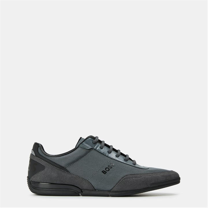 Boss Men's Grey Saturn Low Top Everyday Trainers With Technical Mesh in Size 8, Sports Direct