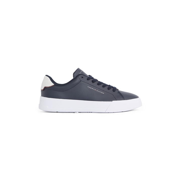 Tommy Hilfiger Men's Blue Court Leather Low Top Trainers in Size 9, Sports Direct