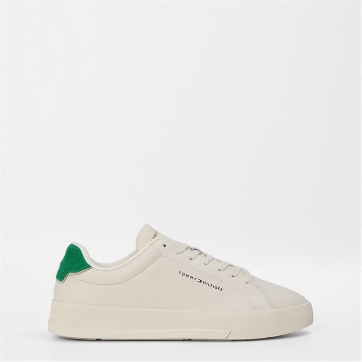 Tommy Hilfiger Men's White Court Leather Low Top Trainers in Size 9, Sports Direct