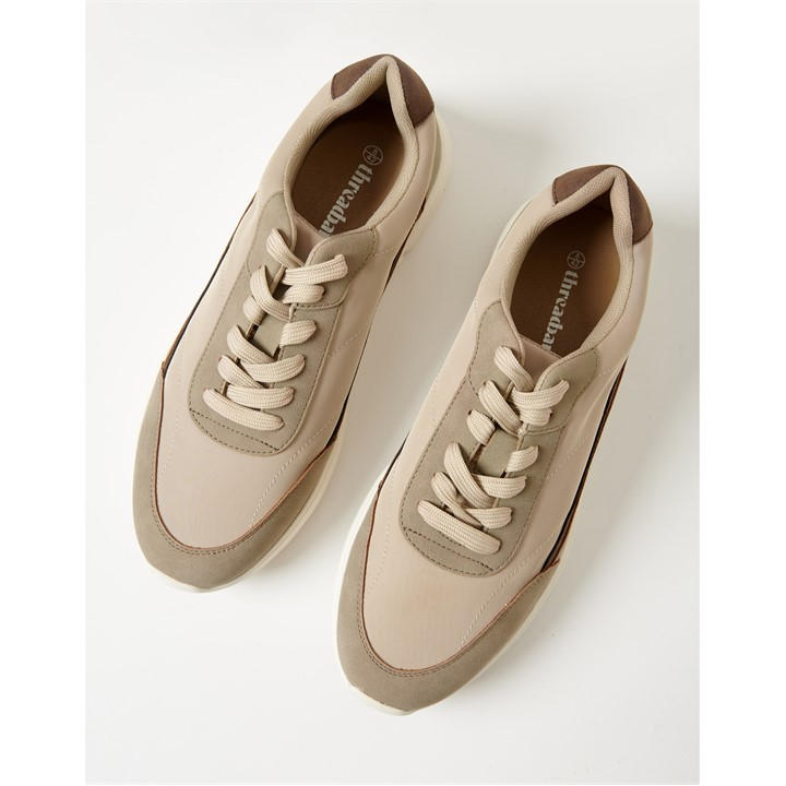 Threadbare Men's Beige Ariba Trainer Casual Low-Top Trainers in Size 8, Sports Direct