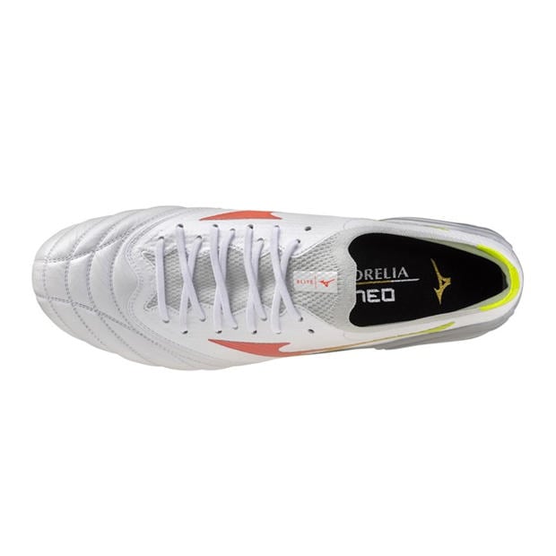 White/Lava - Mizuno - Mens Mizuno Morellia Neo V Elite Softground Rugby Booots
