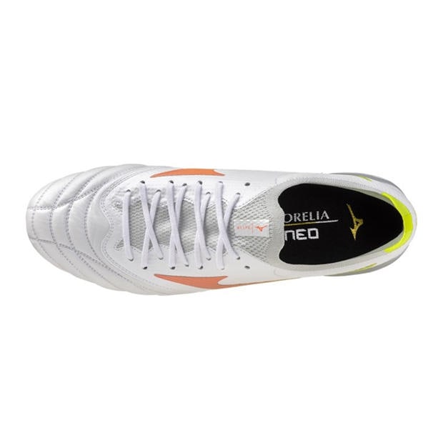 White/Lava - Mizuno - Mens Mizuno Morelia Neo V Elte Artifcial Grass Rugby Boots