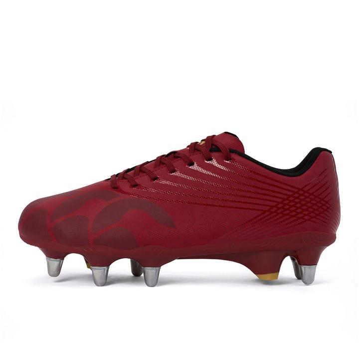 Canterbury Men's Red Stampede Groundbreak Team Soft Ground Rugby Boots Size 10.5