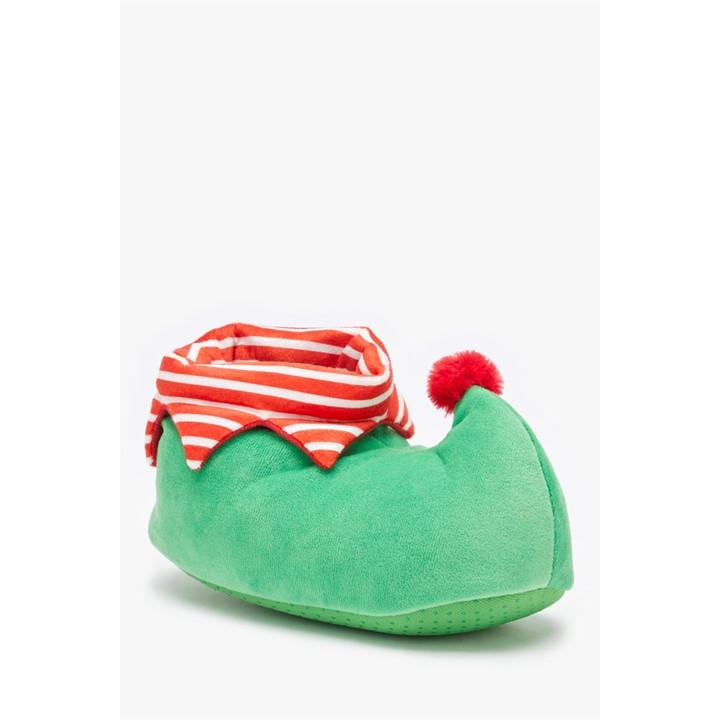 Be You Girls Green Kids' Studio Christmas Elf Slider Slippers in Size C8, Sports Direct