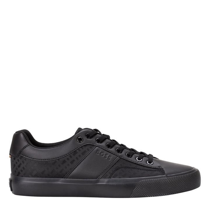 Boss Men's Black Aiden Leather Water Resistant Trainers in Size 8, Sports Direct