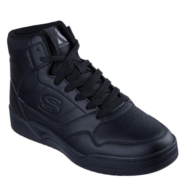Black/Black - Skechers - Dualeather Overlay High Top Fashion High-Top Trainers Mens