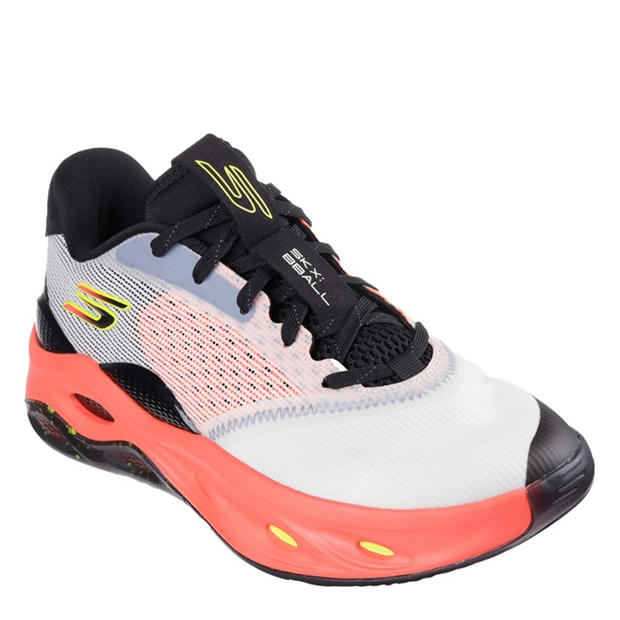 White/Orange - Skechers - Durable Stability Mesh Comfort Coll High-Top Trainers Mens