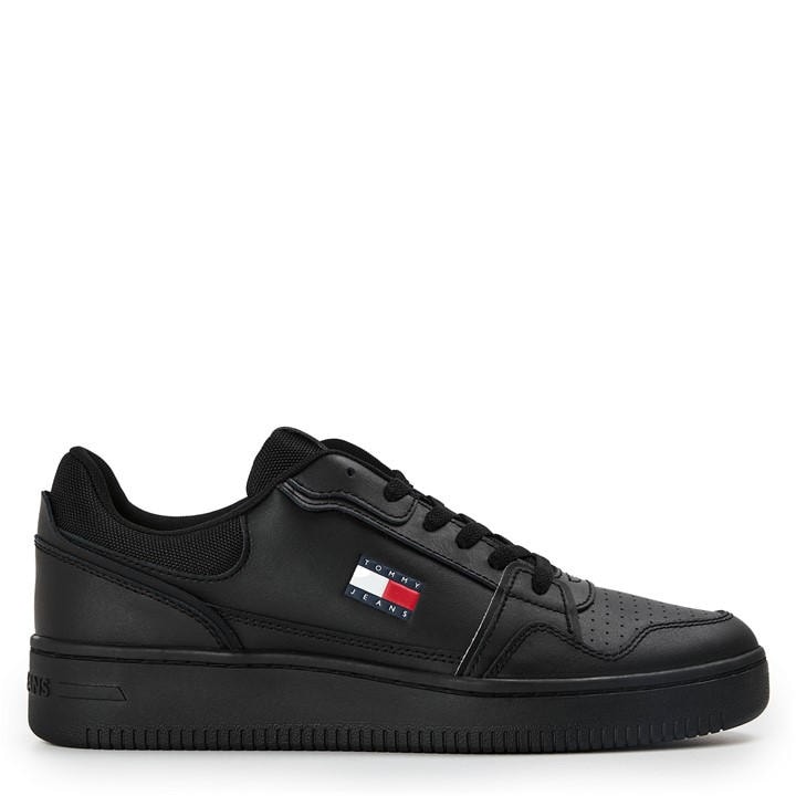 Tommy Jeans Men's Black Retro Leather Basket Trainers in Size 11, Sports Direct