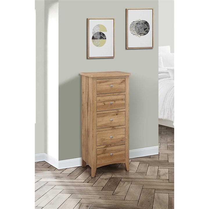 Birlea  Brown Hampstead 5 Drawer Tall Chest, Sports Direct