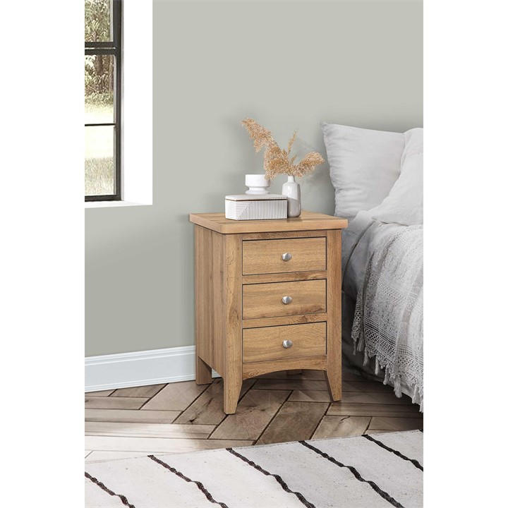Birlea  Brown Hampstead 3 Drawer Bedside Table, Sports Direct
