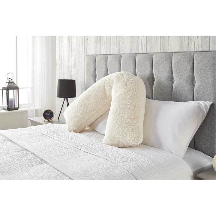 Downland  Cream Teddy Fleece V-Shape Pillow, Sports Direct