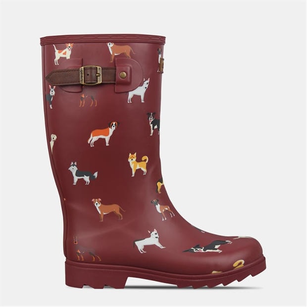 Burgundy Dog - Gelert - Fur Lined Welly Boot Womens