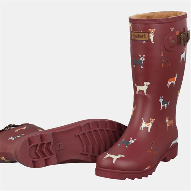 Burgundy Dog - Gelert - Fur Lined Welly Boot Womens