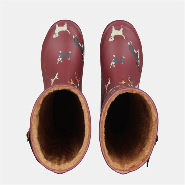 Burgundy Dog - Gelert - Fur Lined Welly Boot Womens