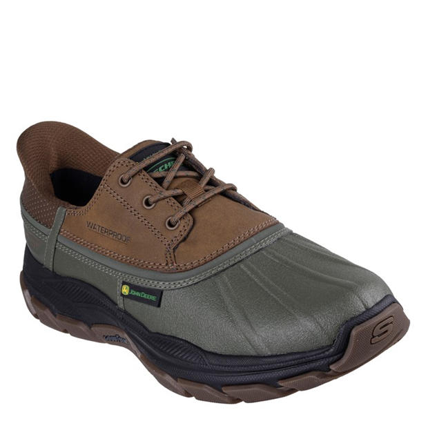 Olive/Brown - Skechers - John Deere Slip-Ins Waterproof Duck Steel Toe Cap Boots Mens