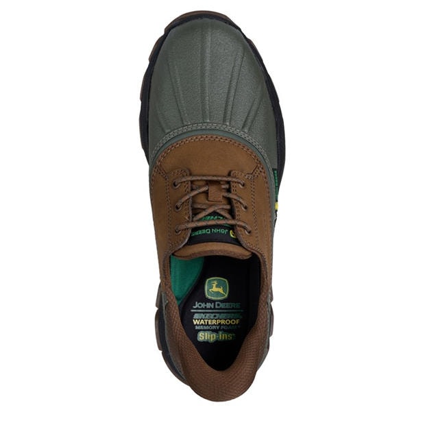 Olive/Brown - Skechers - John Deere Slip-Ins Waterproof Duck Steel Toe Cap Boots Mens