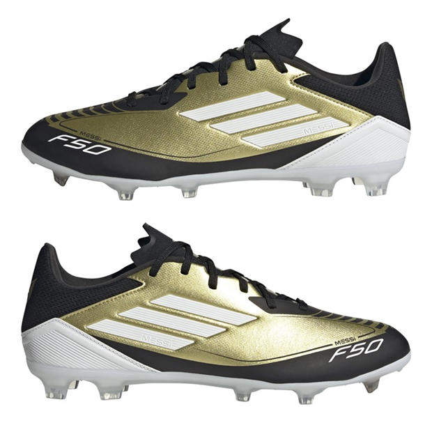 Gold/Wht/CBlack - adidas - F50 League Messi Adults Firm Ground Football Boots