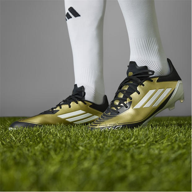 Gold/Wht/CBlack - adidas - F50 League Messi Adults Firm Ground Football Boots