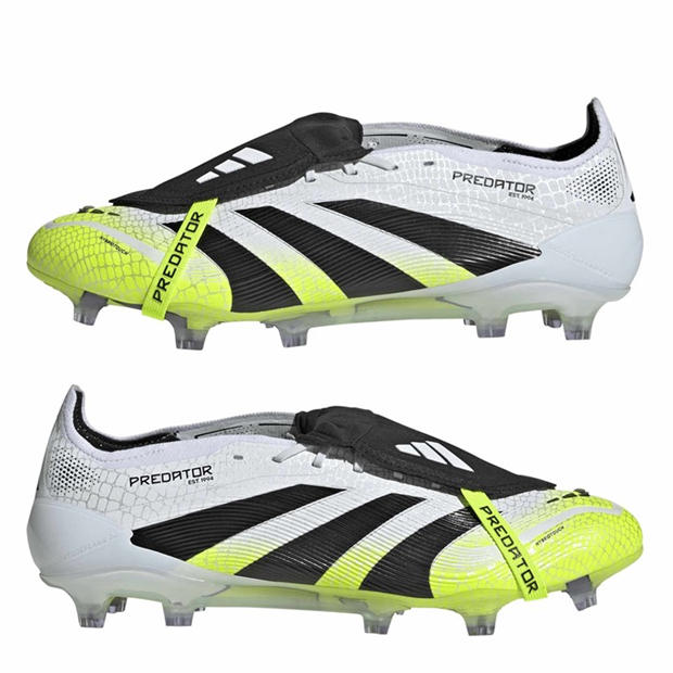 White/Blk/Lemon - adidas - Predator Elite Fold-Over Tongue Firm Ground Football Boots