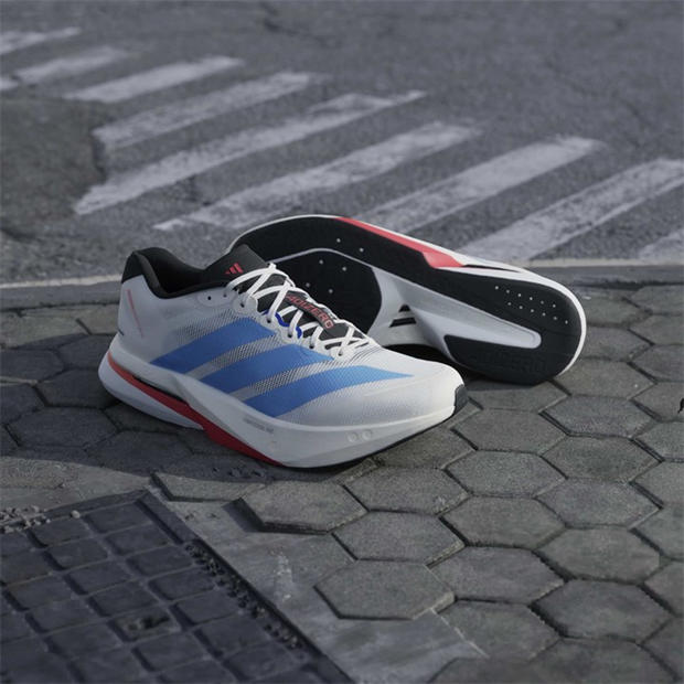 Off White/Blue - adidas - Adizero Boston 13 Road Running Shoes Mens