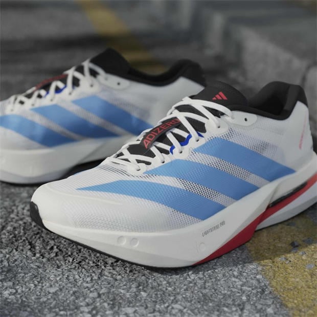 Off White/Blue - adidas - Adizero Boston 13 Road Running Shoes Mens