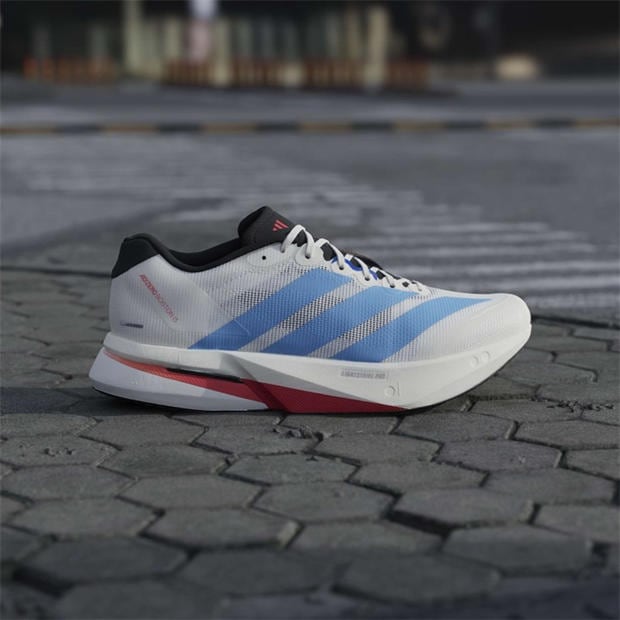 Off White/Blue - adidas - Adizero Boston 13 Road Running Shoes Mens