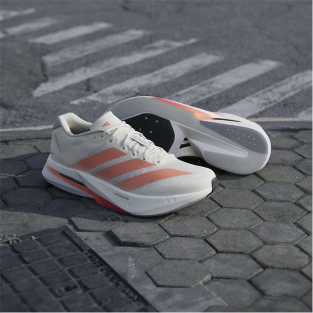 Wht/Orange/Grey - adidas - Adizero Boston 13 Road Running Shoes Mens