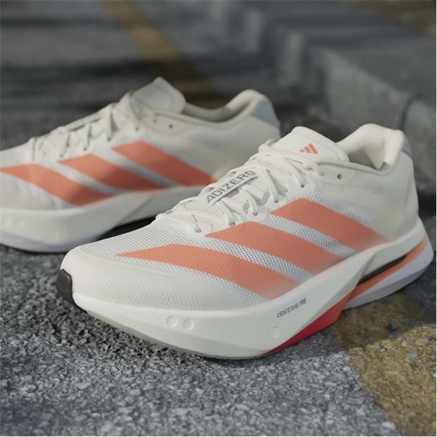Wht/Orange/Grey - adidas - Adizero Boston 13 Road Running Shoes Mens
