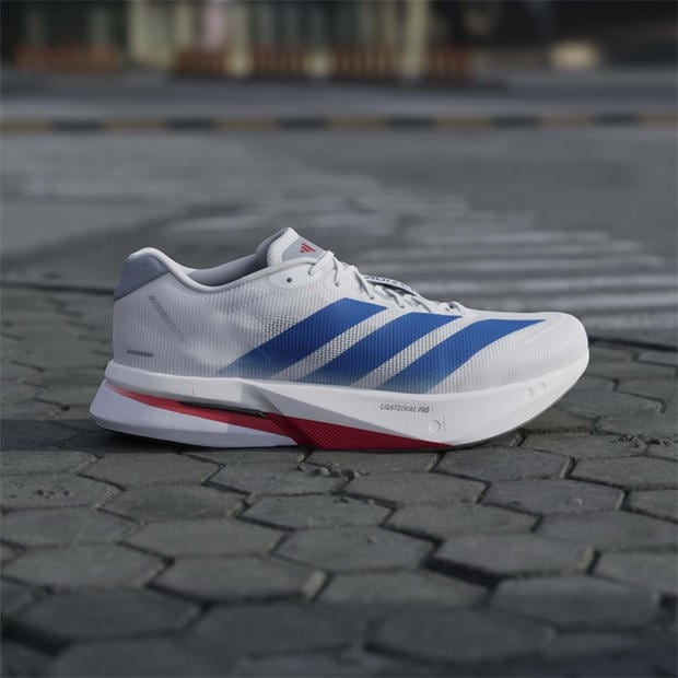 White/Blue - adidas - Adizero Boston 13 Road Running Shoes Mens