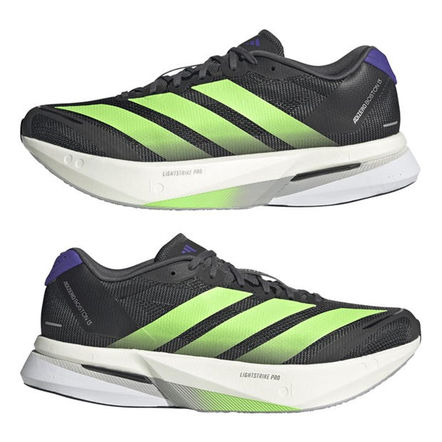 Black/Lime - adidas - Adizero Boston 13 Road Running Shoes Mens