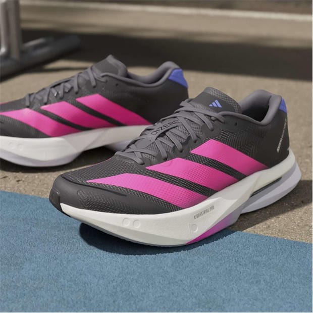 Black/Pink/Blue - adidas - Adizero Boston 13 Road Running Shoes Womens