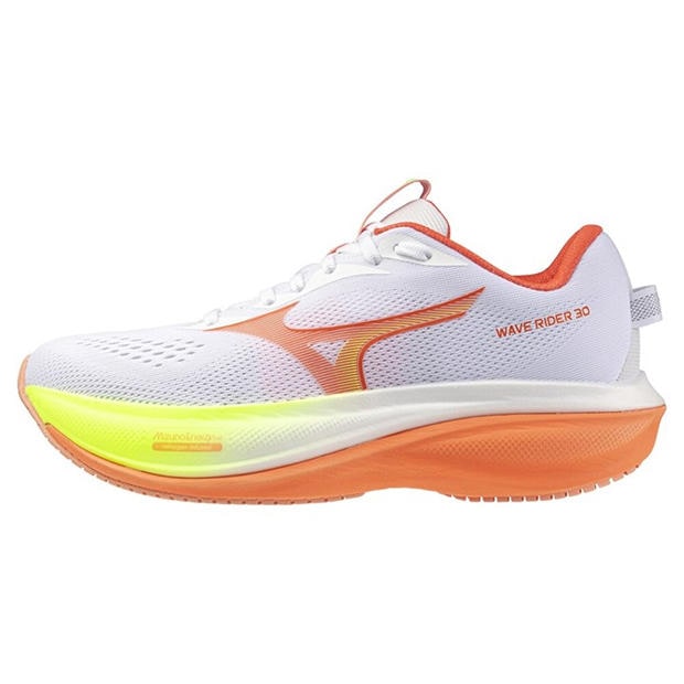 White/Flamingo - Mizuno - Women's Wave Rider 30 Road Running Shoes