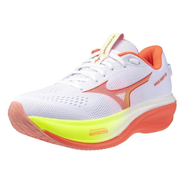 White/Flamingo - Mizuno - Women's Wave Rider 30 Road Running Shoes