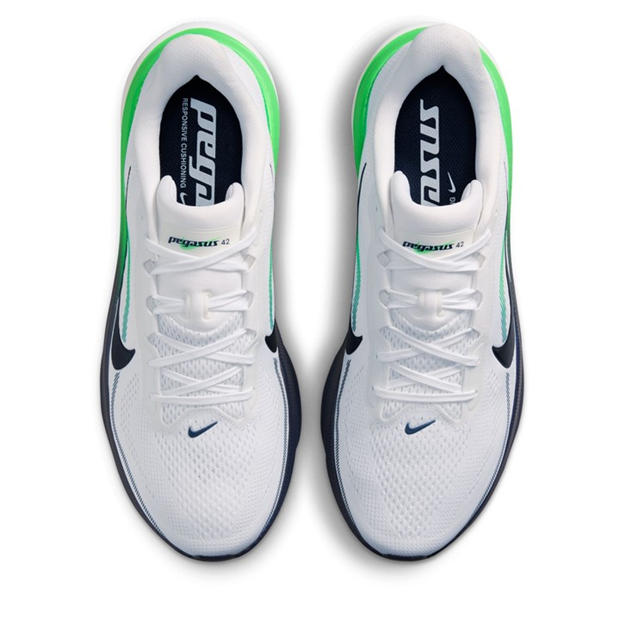 White/Navy/Grn - Nike - Men's Pegasus 42 Running Shoes