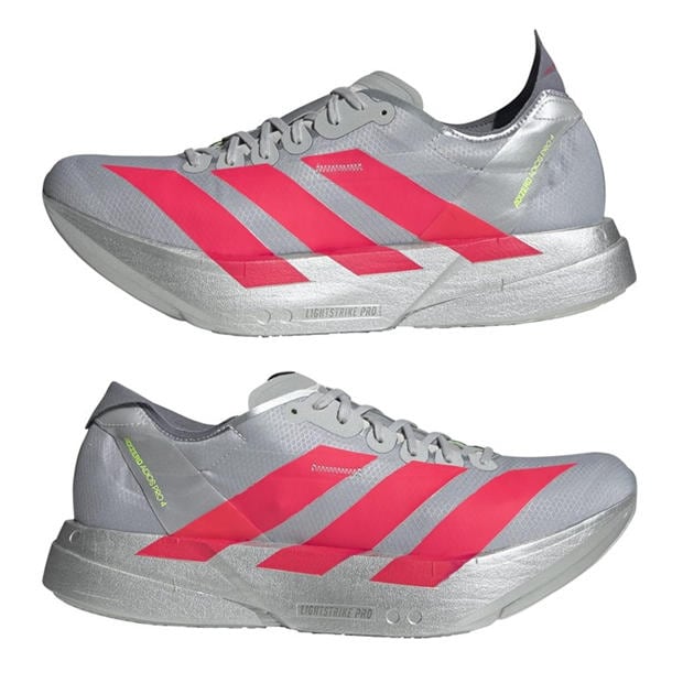 Silver/Red/Grey - adidas - Adizero Adios Pro 4 Road Running Shoes Mens