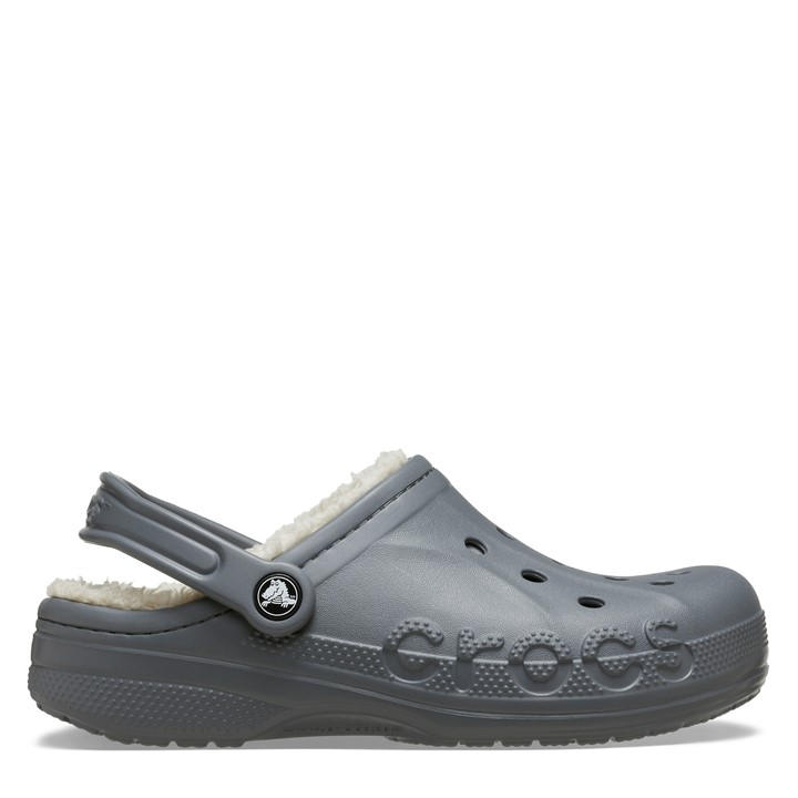 Crocs Men's Grey Baya Lined Mule Slippers in Size 9, Sports Direct