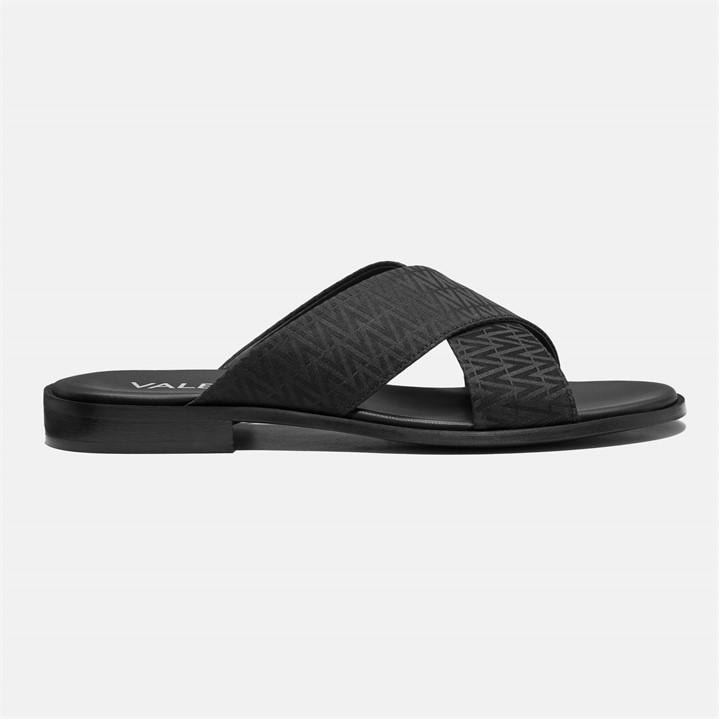 Valentino Men's Black Flat Sandals in Size 11, Sports Direct