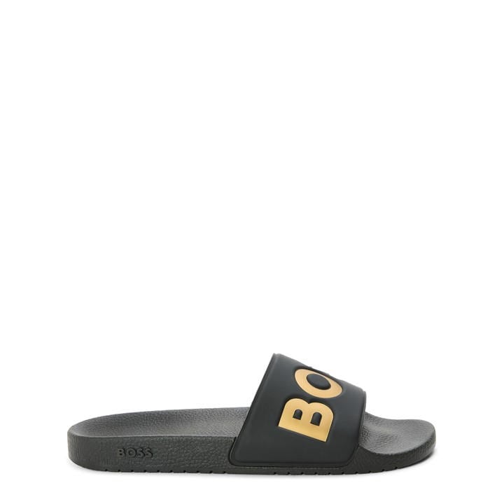Boss Men's Black Comfy Slider Sandals With Logo Detail (Aryeh) in Size 6, Sports Direct