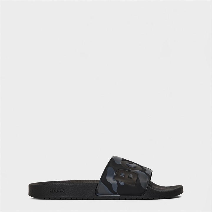 Boss Men's Black Comfy Slider Sandals With Logo Detail (Aryeh) in Size 8, Sports Direct
