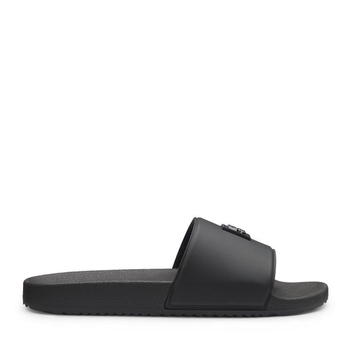 Hugo Men's Black Iconic Metal Stacked Logo Sliders in Size 6, Sports Direct