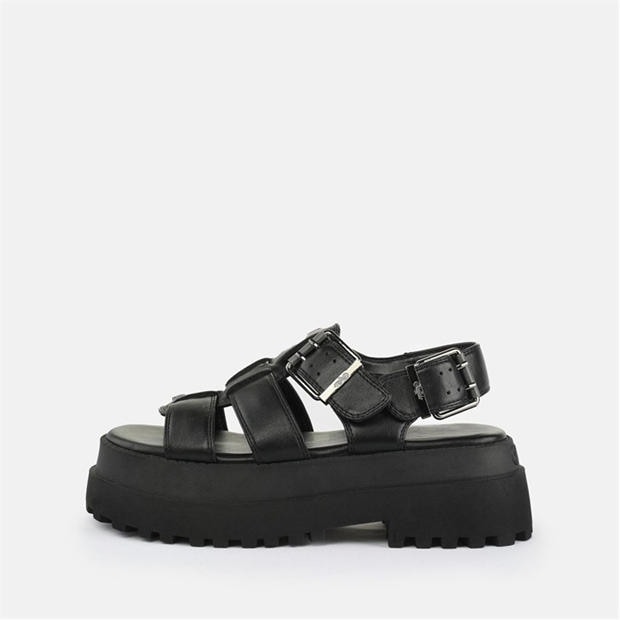 Black - Buffalo - Women's Vegan Fisherman Flat Sandals