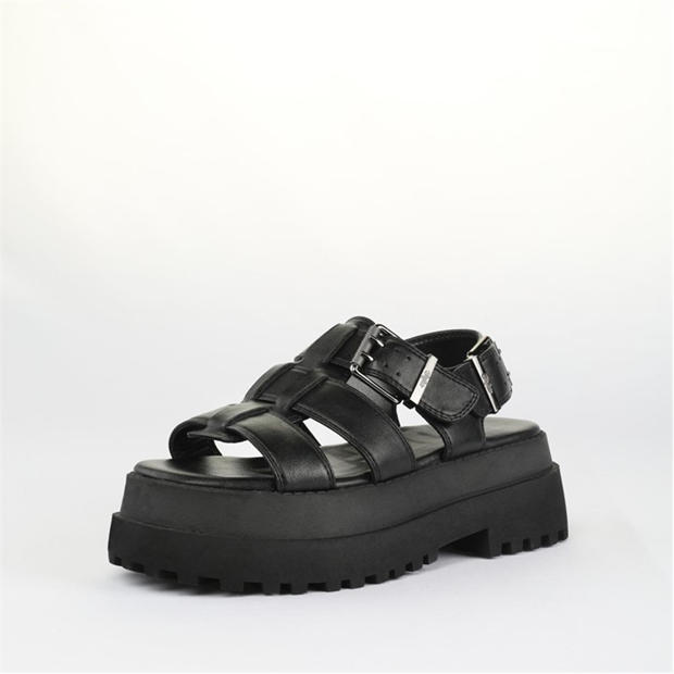 Black - Buffalo - Women's Vegan Fisherman Flat Sandals