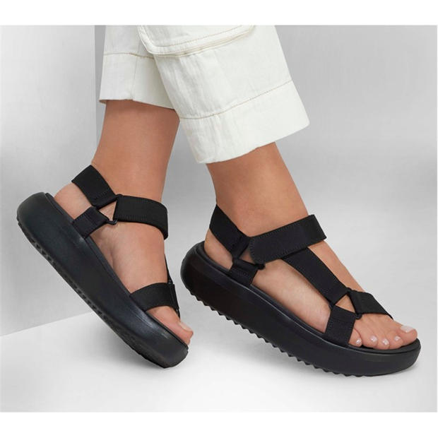 Black/Black - Skechers - Pop Ups 3.0 Flat Sandals Womens