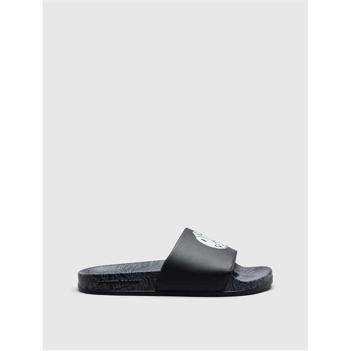 Pretty Green Men's Black Paisley Sliders in Size 8, Sports Direct